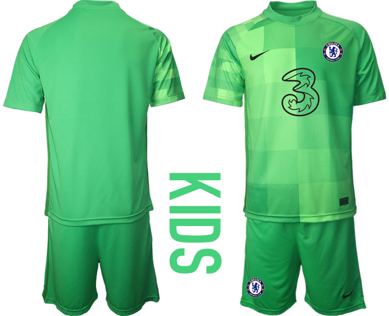 Youth 2021-2022 Club Chelsea green goalkeeper blank Soccer Jersey->youth soccer jersey->Youth Jersey